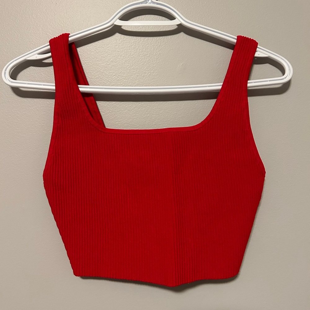 Babaton Sculpt Knit Square-neck Cropped Tank